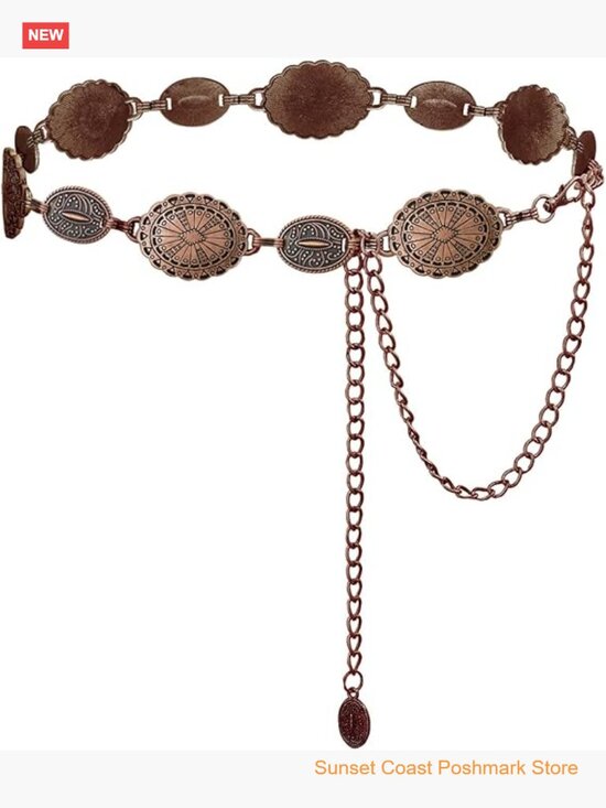 Western Metal Concho Belt Cowgirl Chain Belt for Dresses Jeans Country Concert main image 6